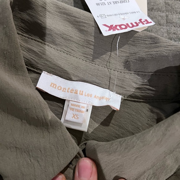 Monteau Olive Button-Up Men's Shirt - Picture 5 of 5